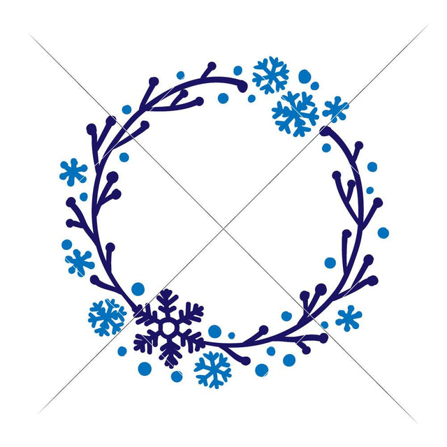 Snowflake Wreath for Monogram - Christmas Winter SVG Chameleon Cuttables 