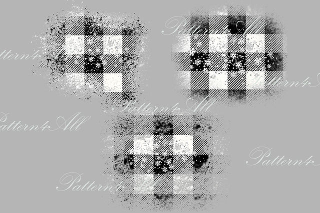 Snowflake,Black White Buffalo Plaid Sublimation Patches,Check splashes,Winter Sublimation Patches PNG, design elements for t-shirts Sublimation ArtStudio 
