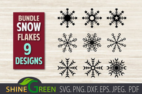 Snowflakes Bundle SVG - Christmas, Winter Decor SVG Shine Green Art 