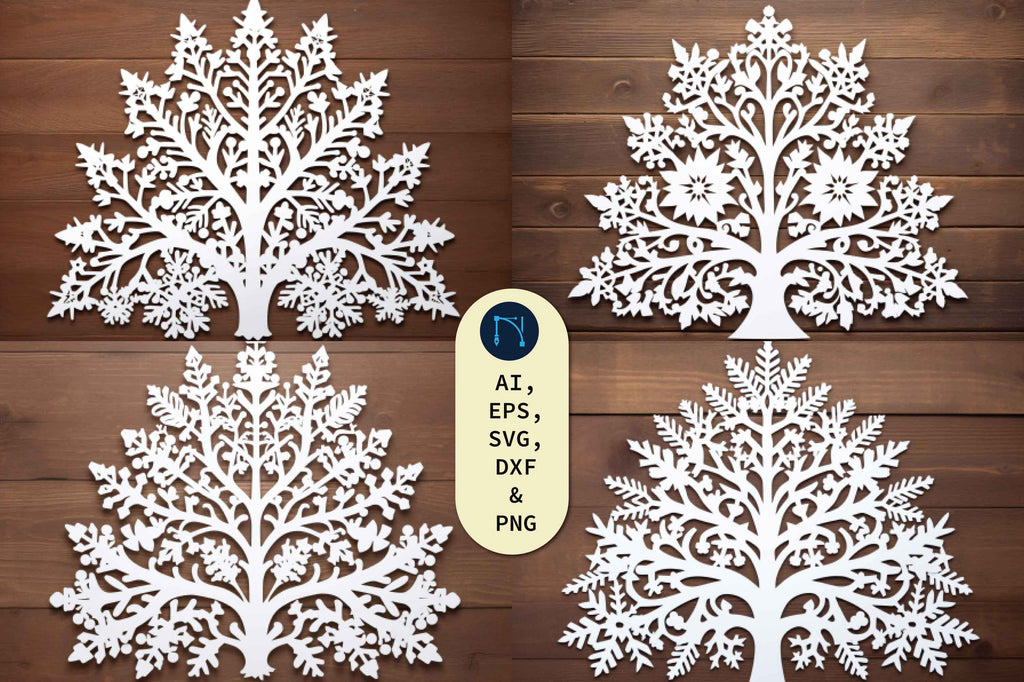 Snowflakes Christmas Tree SVG Bundle - So Fontsy