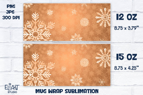 Snowflakes Mug Wrap, Christmas Mug Sublimation, Christmas Gift. Sublimation Elinorka 