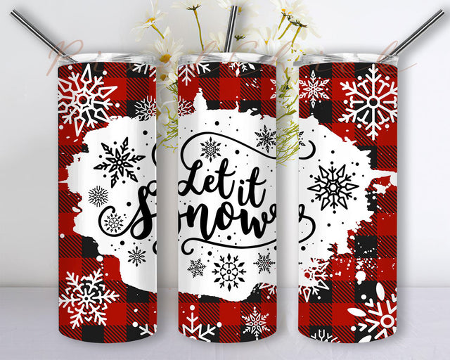 Snowflakes, Red Buffalo Plaid, Christmas, Cheetah, Sublimation PNG, Christmas Buffalo Red Plaid Seamless Sublimation Designs Downloads - Skinny Tumbler 20oz Design Sublimation PixelChick 