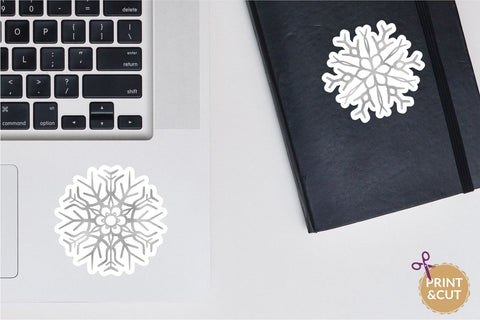 Snowflakes Sticker Bundle 15 Silver Christmas Winter Printable for Print And Cut, Sublimation. SVG KatineArt 