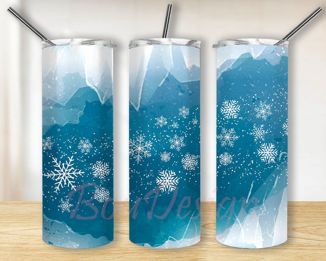 Snowflakes Tumbler Design, 20 Oz. Skinny Tumbler Wrap Sublimation, Tumbler Designs Sublimation Sublimation BouDesign 
