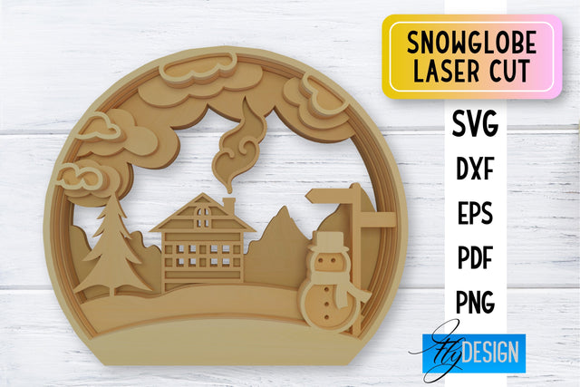 Snowglobe Christmas Laser Cut | Laser Cut SVG SVG Fly Design 
