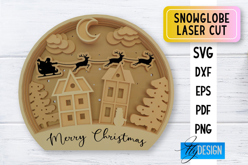 Snowglobe Christmas Laser Cut | Laser Cut SVG SVG Fly Design 