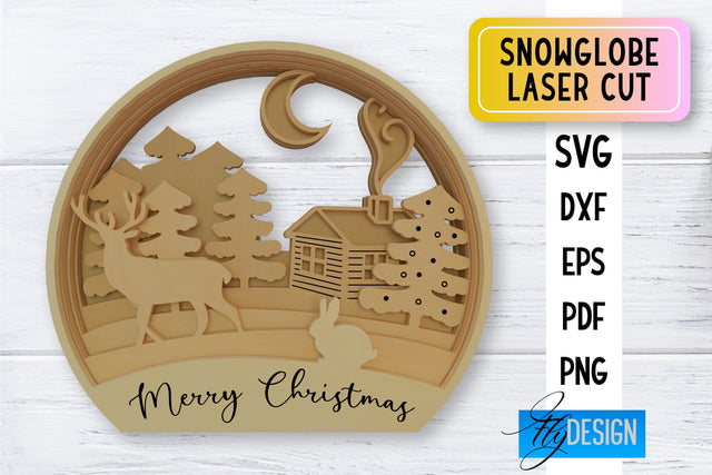 Snowglobe Christmas Laser Cut | Laser Cut SVG SVG Fly Design 