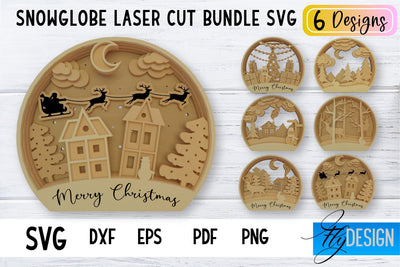 Snowglobe Christmas Laser Cut | Laser Cut SVG SVG Fly Design 