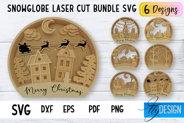 Snowglobe Christmas Laser Cut | Laser Cut SVG SVG Fly Design 