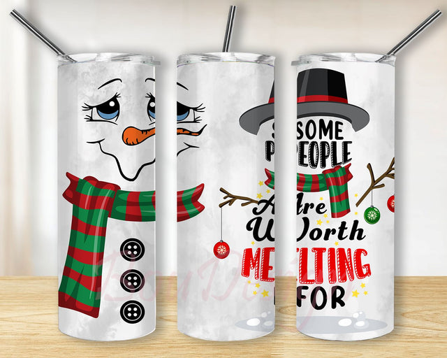 Snowman 20 oz Skinny Tumbler Sublimation Designs For Straight/Tapered PNG Files Digital Download Sublimation BouDesign 