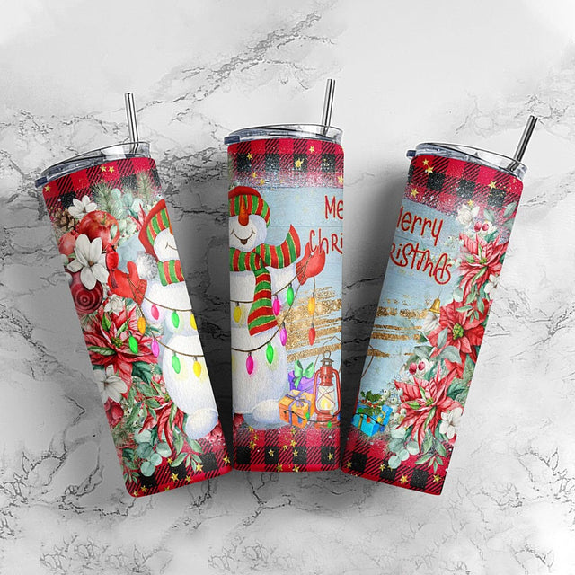 Snowman 20oz Skinny Tumbler PNG, Snowman Png, Christmas Tumbler Wrap Sublimation Digital Download, Sublimation CaldwellArt 