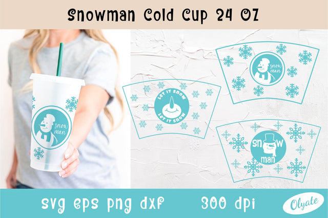 Snowman 24 OZ Cold Cup Wrap. Snowman Tumbler SVG Mini Bundle SVG Olga Terlyanskaya 
