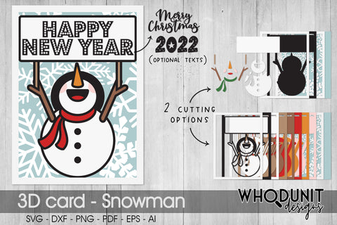 Snowman 3d layered card | Holiday Card | 3D cut file 3D Paper Whodunit Designs 