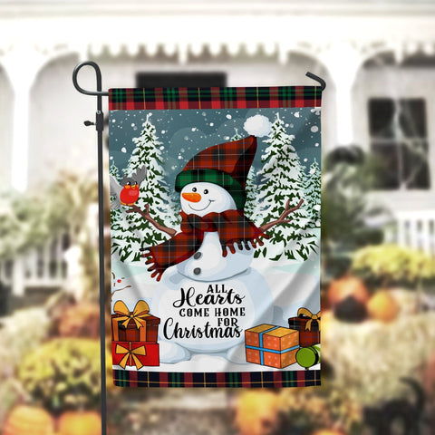 Snowman All Hearts Come Home For Christmas Garden Flag 12x18 Garden Flag Sublimation Design Download PNG File Instant Download Sublimation CaldwellArt 
