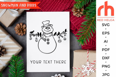 Snowman and Birds SVG - Christmas Design Cut File SVG RedHelgaArt 