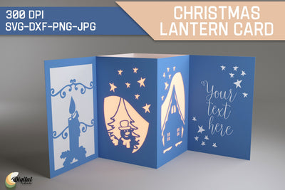Snowman and Candle SVG. Christmas Lantern Card 3D Paper Evgenyia Guschina 