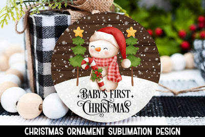 Snowman Baby's First Christmas Ornament Sublimation Sublimation BijouBay 