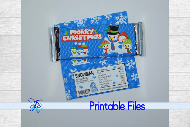 Snowman Blue Candy Bar Wrapper SVG Family Creations 