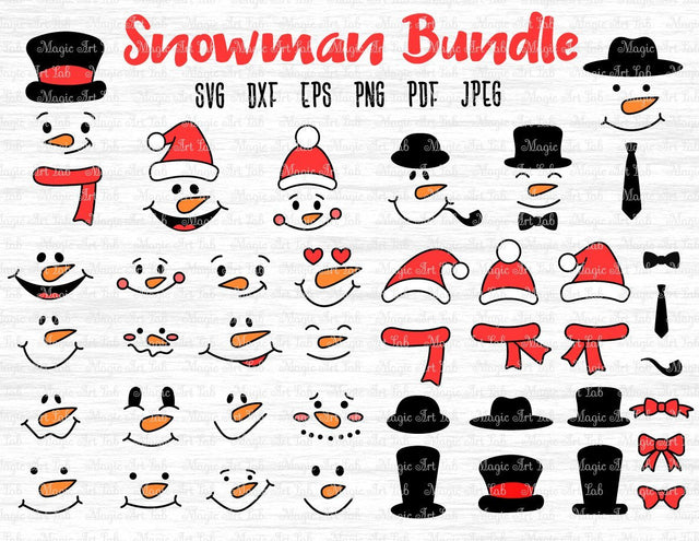 Snowman bundle cut files SVG MagicArtLab