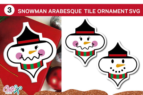 Snowman Christmas Arabesque tile svg cut file SVG Cute files 