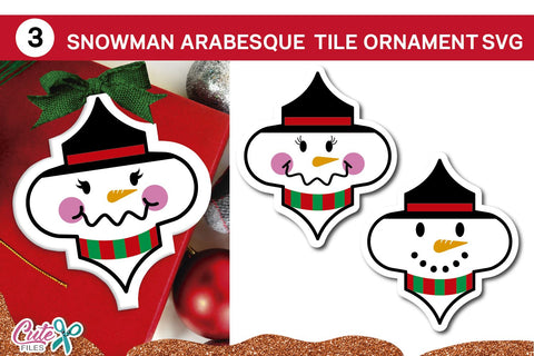 Snowman Christmas Arabesque tile svg cut file SVG Cute files 