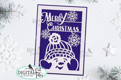 Snowman Christmas card svg papercut Cricut digital file SVG kartcreationii 