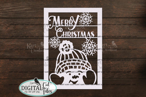 Snowman Christmas card svg papercut Cricut digital file SVG kartcreationii 