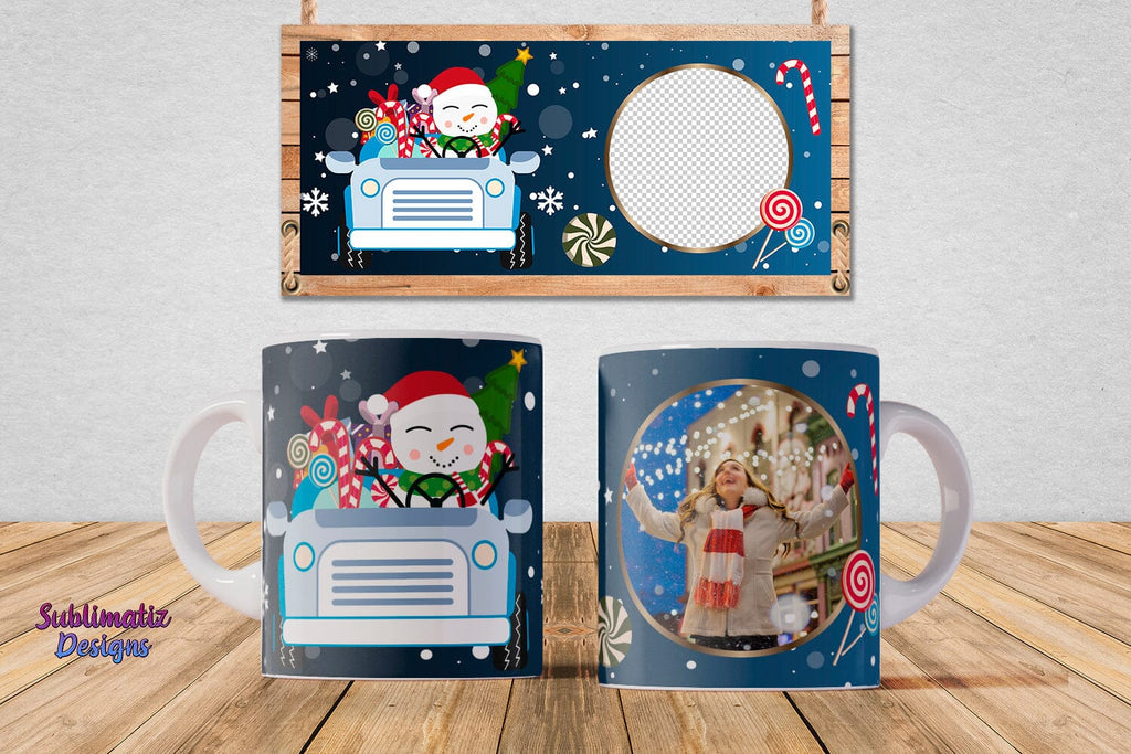 Snowman Christmas Mug template PNG for Sublimation - So Fontsy