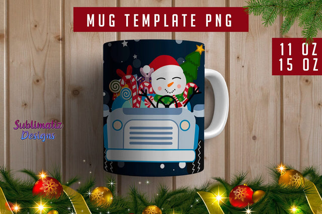 Snowman Christmas Mug template PNG for Sublimation Sublimation Sublimatiz Designs 