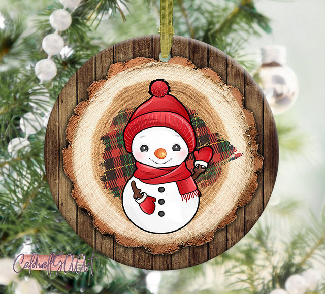 Snowman Christmas Wood Slice Ornament Png, Snowman Christmas Ornament Png,Round Christmas Ornament, Christmas Ornament Sublimation Download Sublimation CaldwellArt 