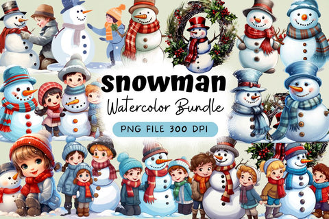 Snowman Clipart Bundle Sublimation Regulrcrative 