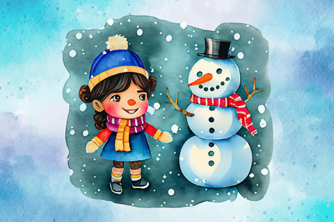 Snowman Clipart Watercolor Christmas Sublimation Rupkotha 