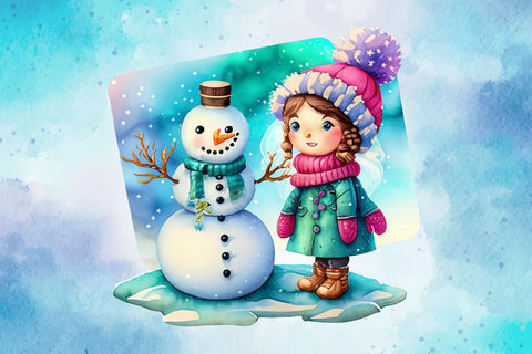 Snowman Clipart Watercolor Christmas Sublimation Rupkotha 