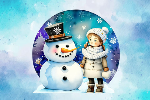 Snowman Clipart Watercolor Christmas Sublimation Rupkotha 