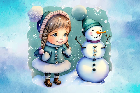 Snowman Clipart Watercolor Christmas Sublimation Rupkotha 
