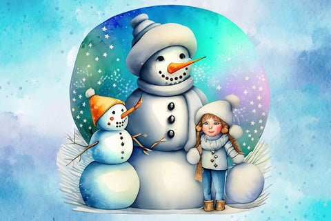 Snowman Clipart Watercolor Christmas Sublimation Rupkotha 