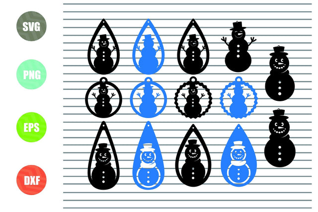 Snowman Earrings, Christmas Earring SVG, Christmas Ornament Earring, Glowforge Laser Cutter, Cricut Earring, Silhouette Earring SVG Artstoredigital 