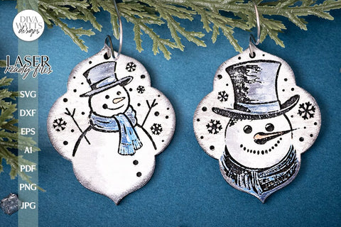 Snowman Earrings SVG For Laser Earrings With Snowman Glowforge Earrings Christmas SVG Winter Earrings For Glowforge Snowman SVG Earrings SVG Diva Watts Designs 