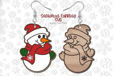 Snowman Earrings SVG Laser Cut Files | Christmas SVG SVG Cloud9Design 