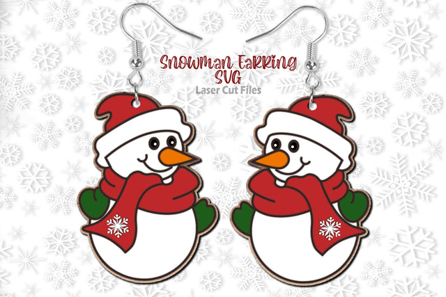 Snowman Earrings SVG Laser Cut Files | Christmas SVG SVG Cloud9Design 