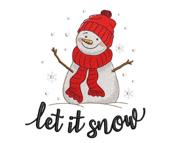 Snowman embroidery design, Let it snow embroidery file, Christmas embroidery design, 4 sizes, Instant download Embroidery/Applique DESIGNS Nino Nadaraia 