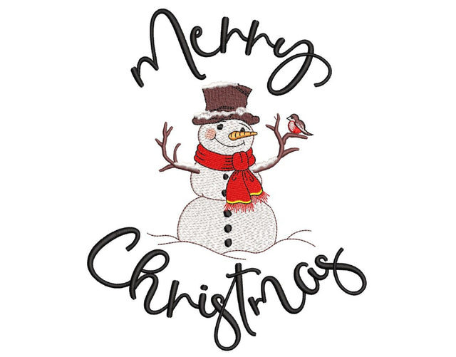 Snowman embroidery design, Merry Christmas embroidery file, 5 sizes, Instant download Embroidery/Applique DESIGNS Nino Nadaraia 