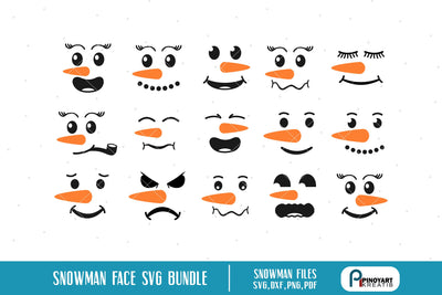 Snowman Face Svg Bundle SVG Pinoyart Kreatib