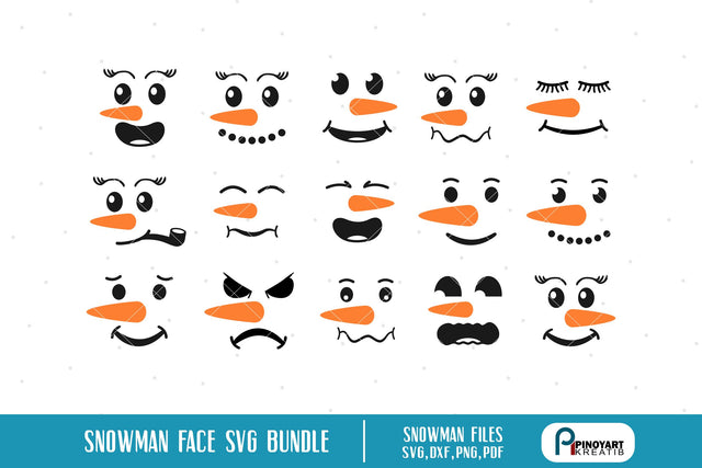 Snowman Face Svg Bundle SVG Pinoyart Kreatib