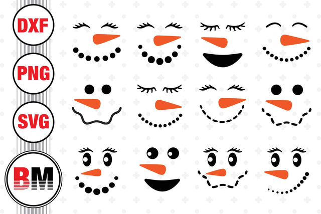 Snowman Face SVG, PNG, DXF Files SVG BMDesign 