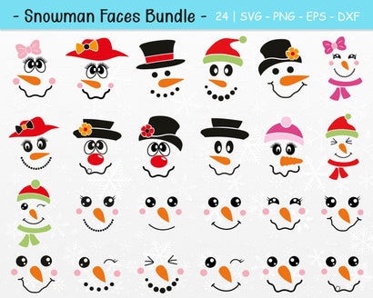Snowman Faces Bundle, Snowmans Svg, Snowman Face Svg SVG SvgMonkeys 