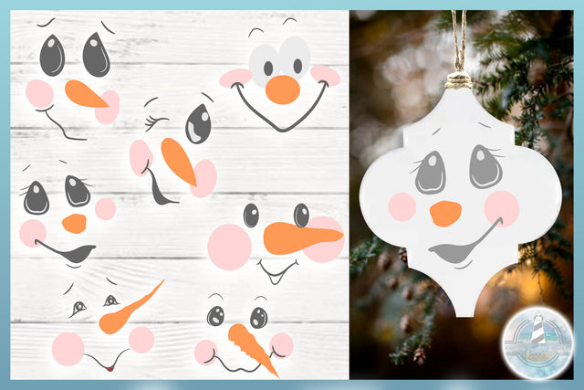 Snowman Faces Christmas Ornament Bundle SVG SVG Harbor Grace Designs 