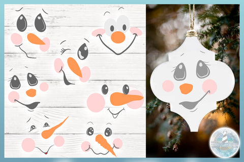Snowman Faces Christmas Ornament Bundle SVG SVG Harbor Grace Designs 
