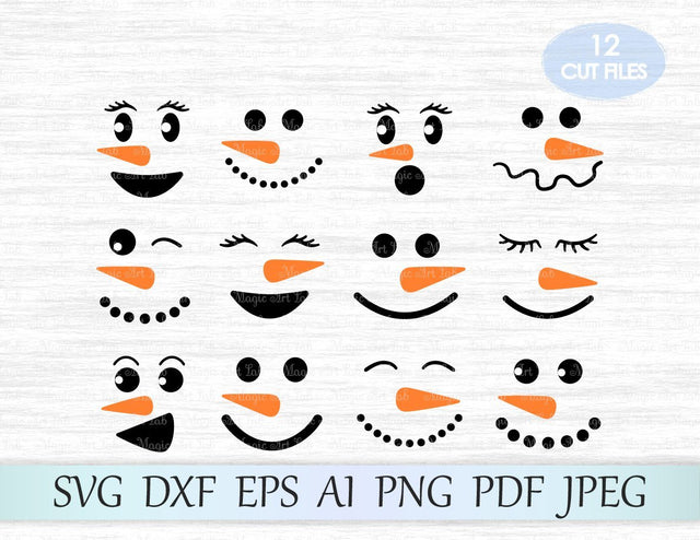 Snowman faces cut files SVG MagicArtLab 