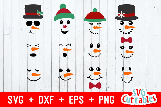 Snowman Faces set of 12 SVG Svg Cuttables 